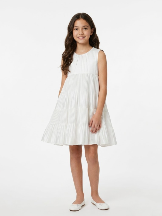 Elegant Tiered Pleated Party Dress for Girls