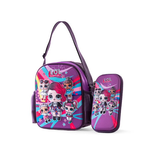 LOL Surprise Dolls 3D Embossed Trolley School Bag Set (3-in-1)