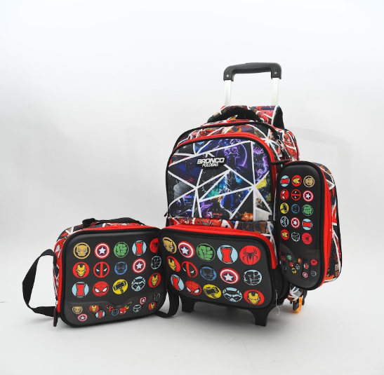 Avengers Superhero Geometric Trolley School Bag Set (3-in-1)