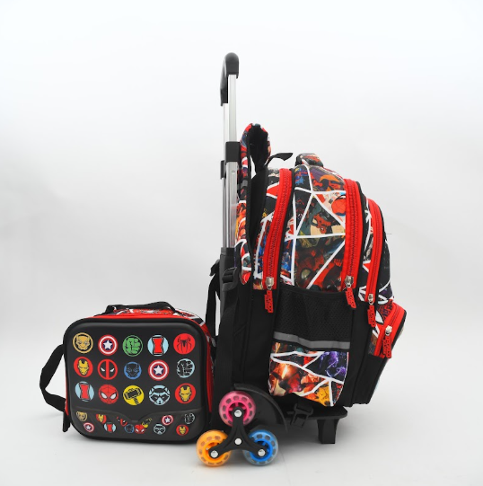 Avengers Superhero Geometric Trolley School Bag Set (3-in-1)