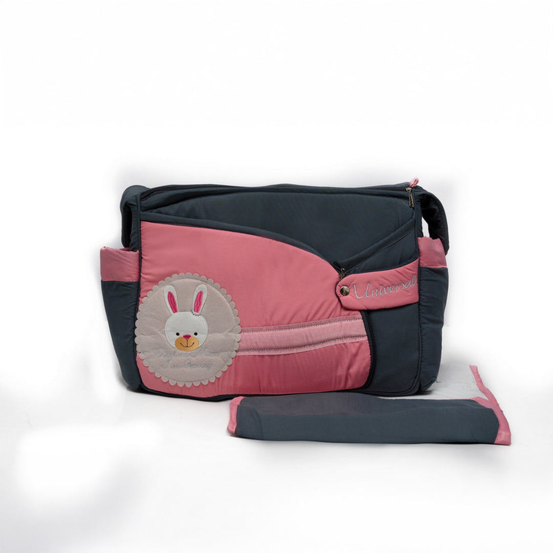 Cute Embroidered Animal Patch Diaper Bag with Matching Changing Mat