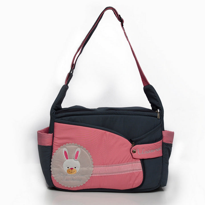 Cute Embroidered Animal Patch Diaper Bag with Matching Changing Mat