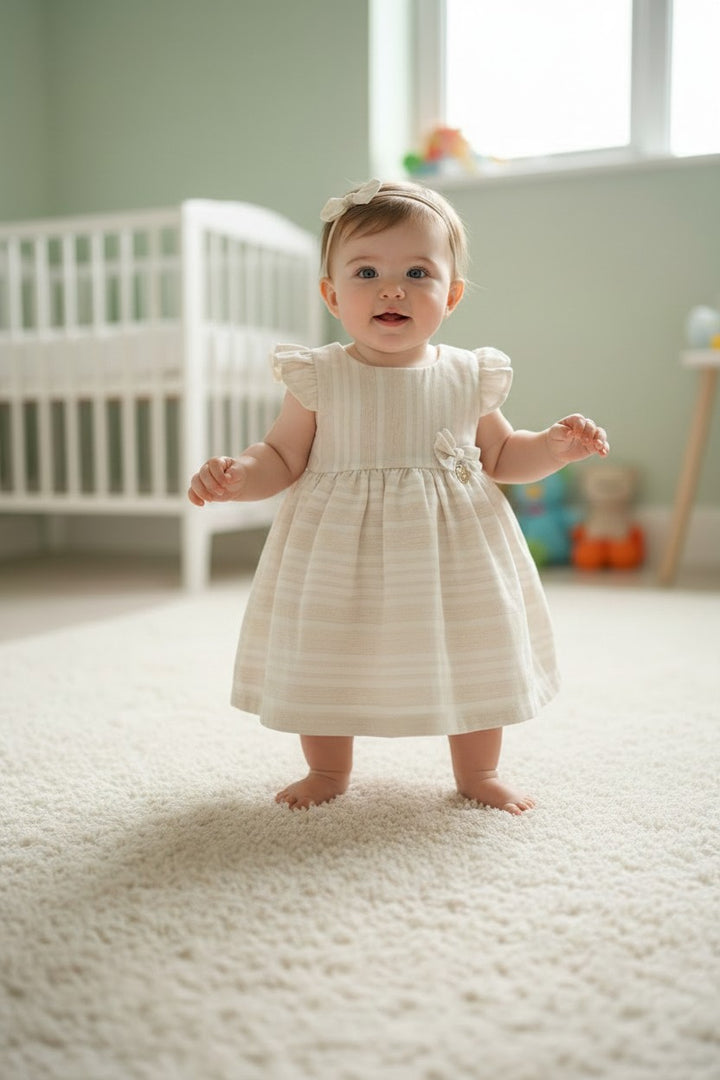 Sweet Linen Whisper Ruffle Dress