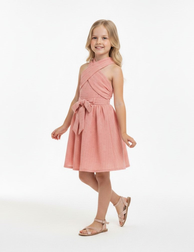 Summer Petal Cross-Neck Dress