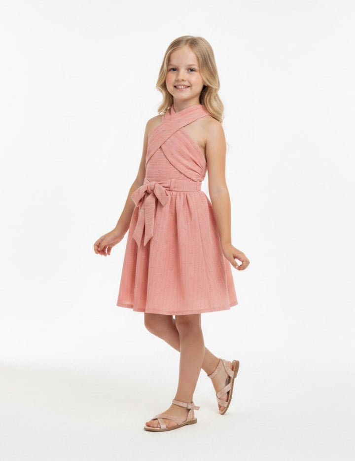 Summer Petal Cross-Neck Dress