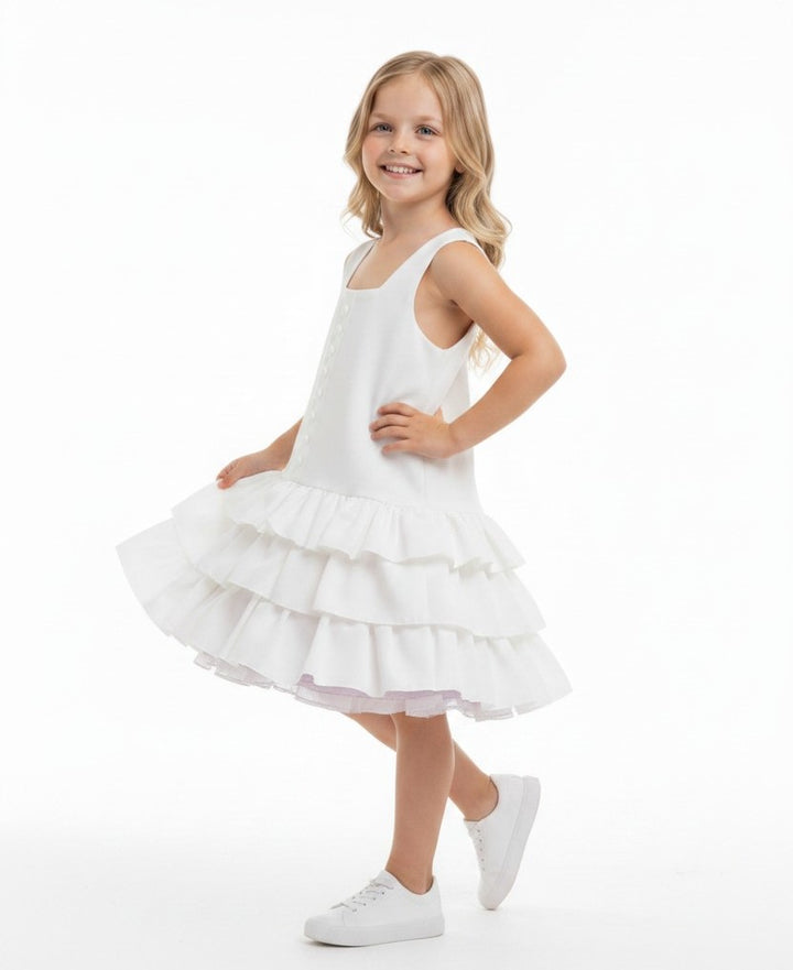 Sleeveless Drop-Waist Multi-Tiered Ruffled Dress