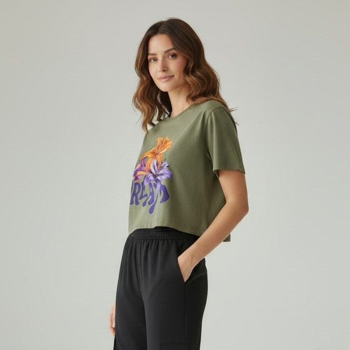 Dream Floral Graphic Crop Tee