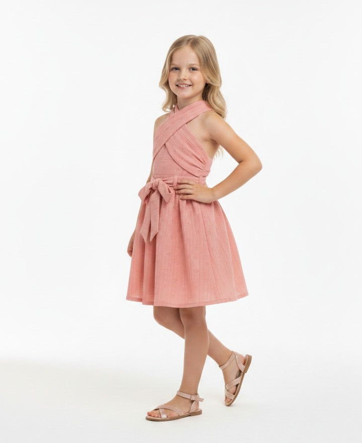 Summer Petal Cross-Neck Dress