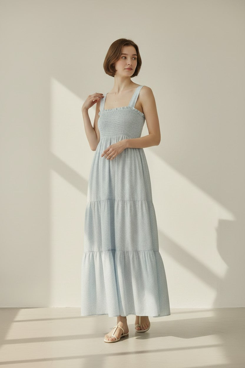 Floral Whispers Smocked Maxi Dress