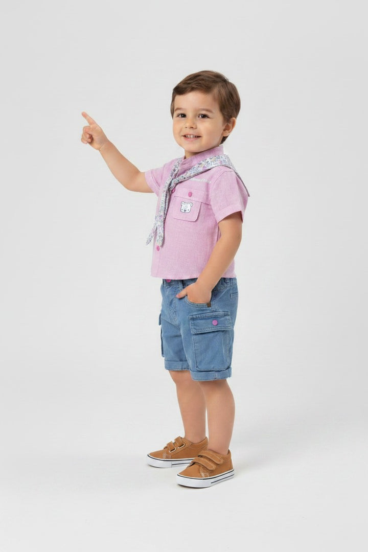 Toddler Playful Graphic Button-Up Shirt