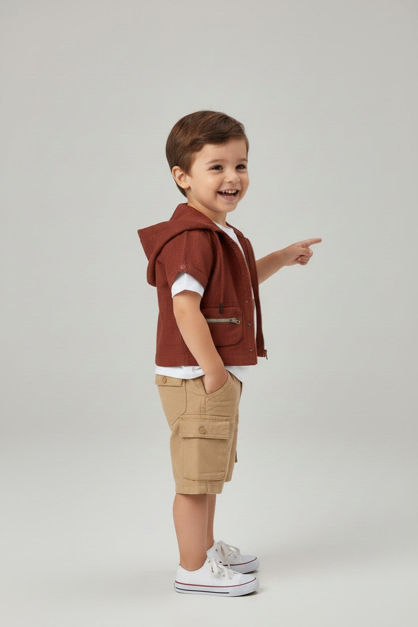 Kids Casual Streetwear Hooded Vest Shirt