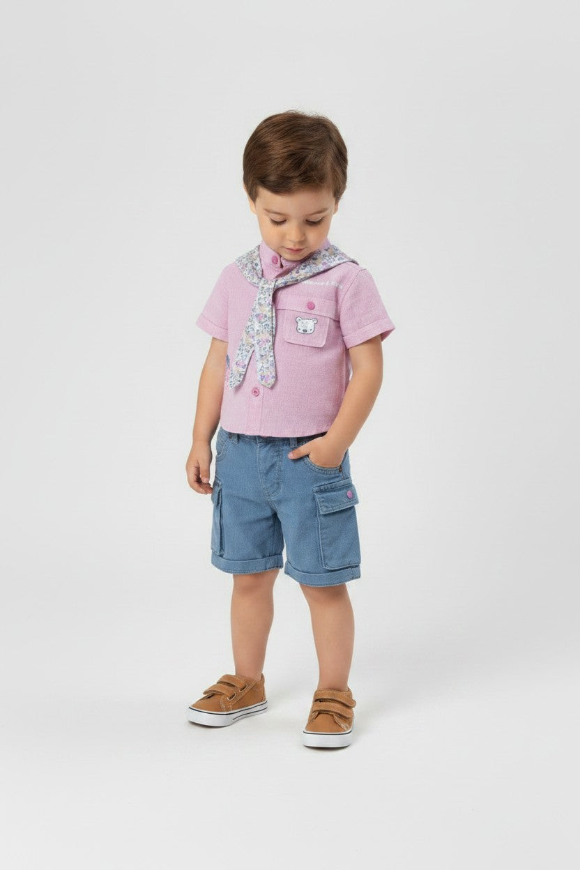 Toddler Playful Graphic Button-Up Shirt