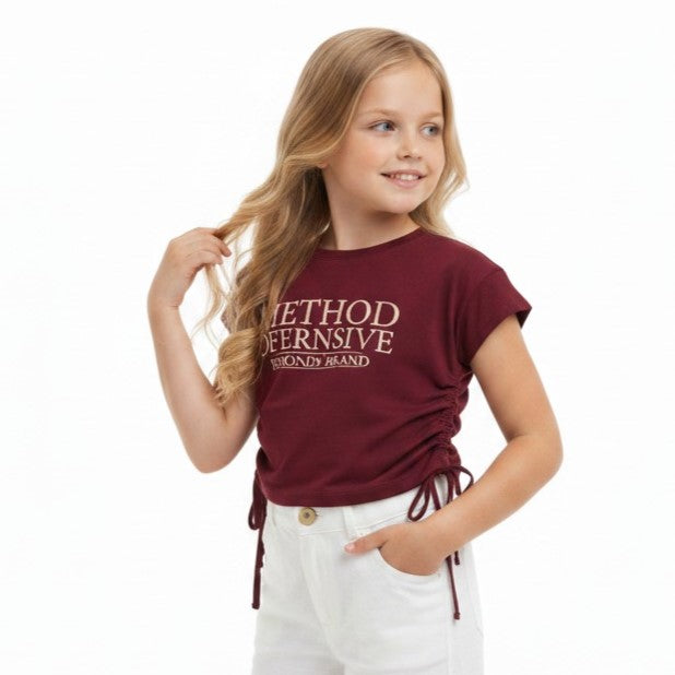 "Method Offensive" Ruched Side Cropped Tee