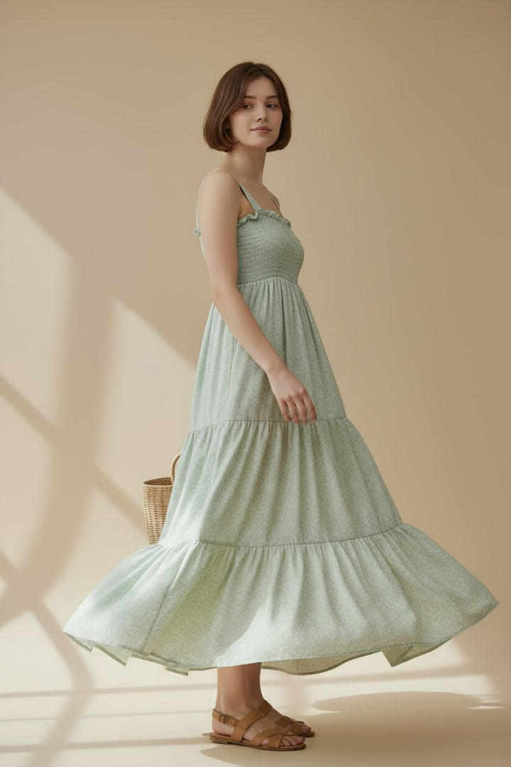 Floral Whispers Smocked Maxi Dress