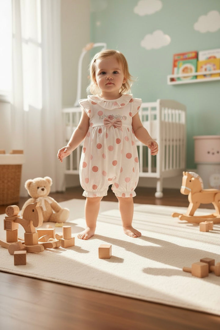 Flutter-Sleeve Polka Dot Romper
