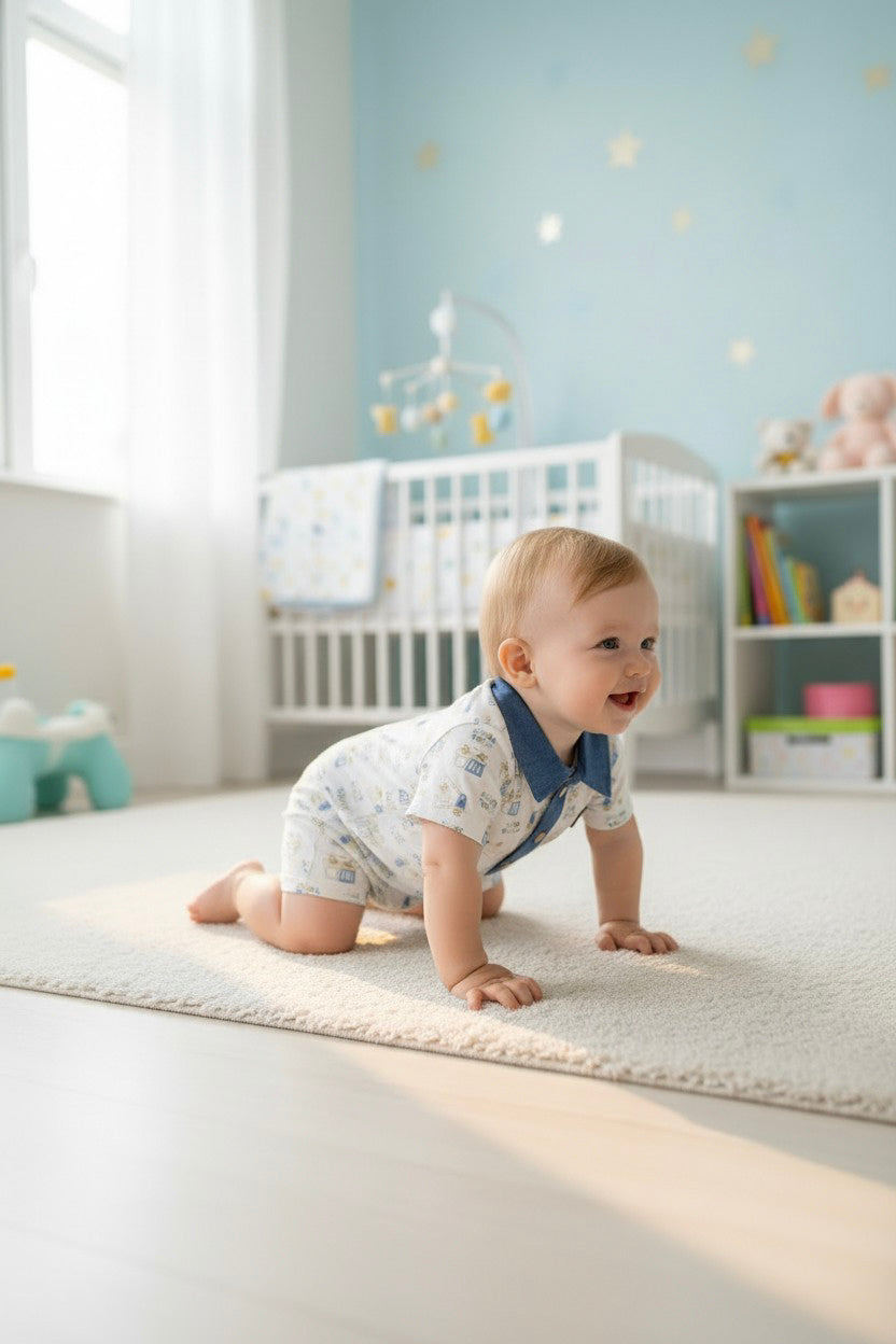 Little Explorer Denim-Collar Romper
