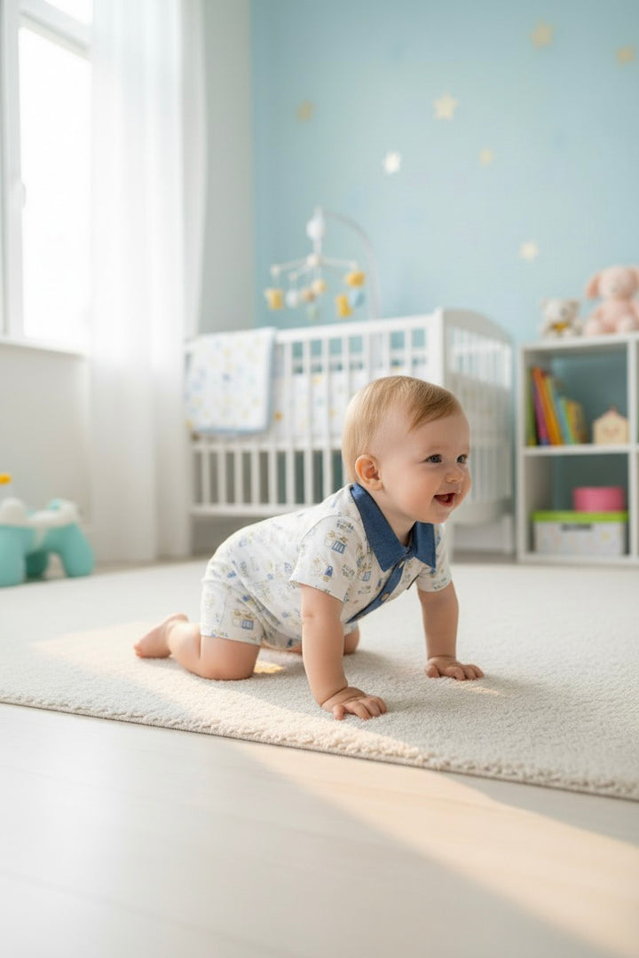 Little Explorer Denim-Collar Romper