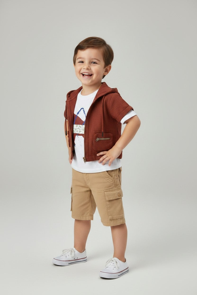 Kids Casual Streetwear Hooded Vest Shirt