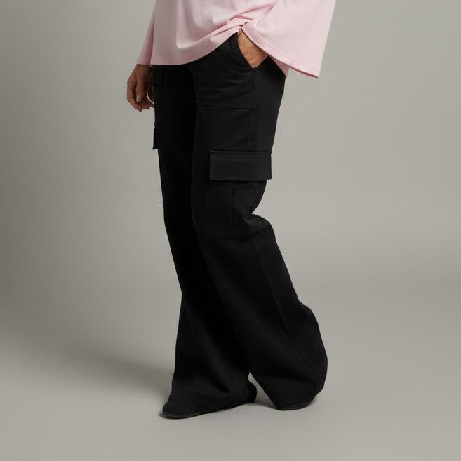 Drawstring Wide-Leg Utility Trousers