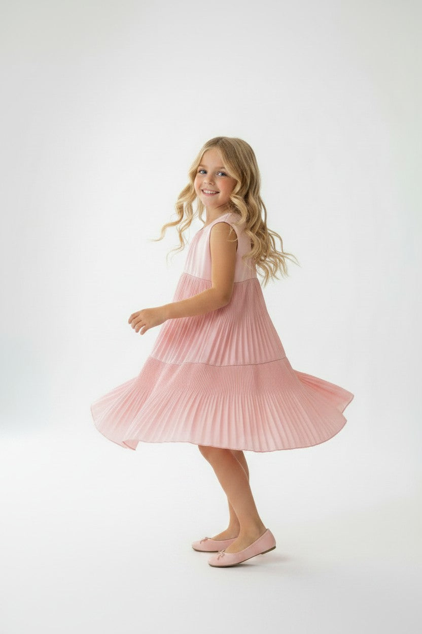 Summer Pleated Party Tiered Dress