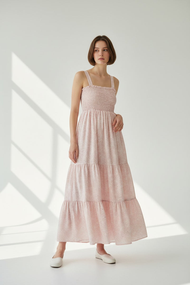 Floral Whispers Smocked Maxi Dress