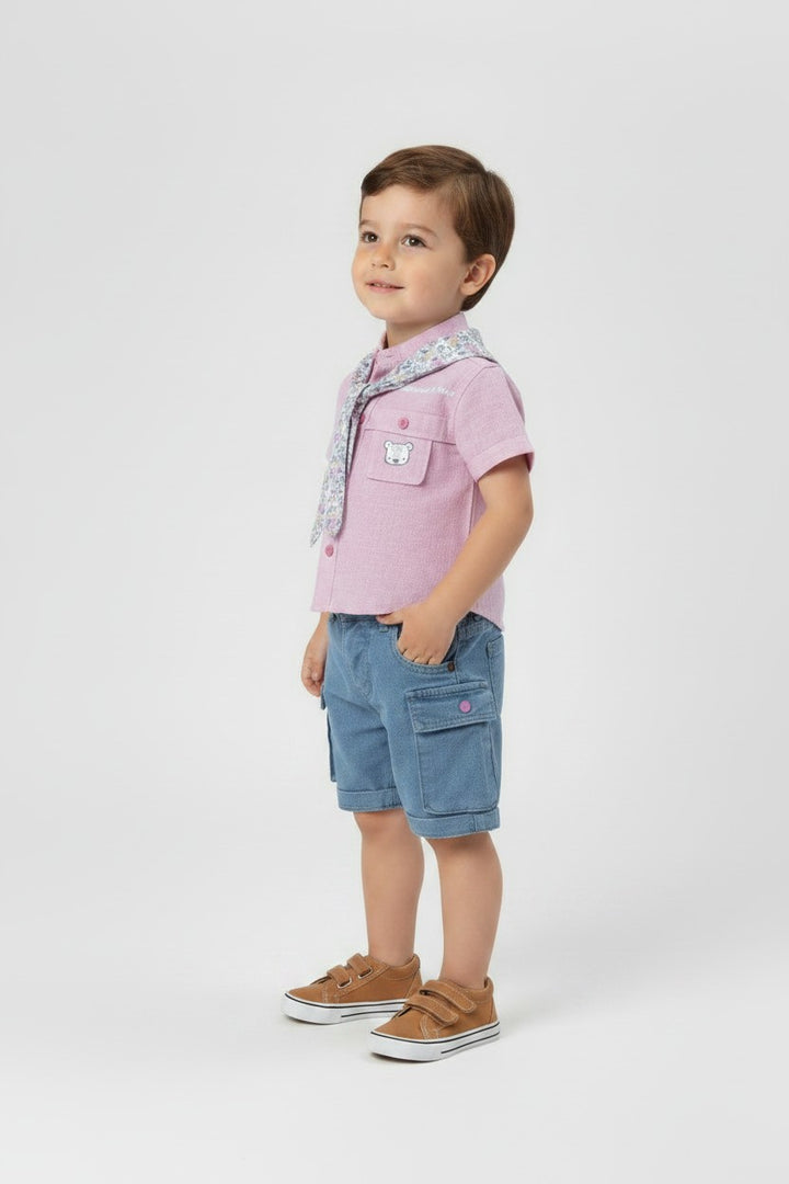 Toddler Playful Graphic Button-Up Shirt