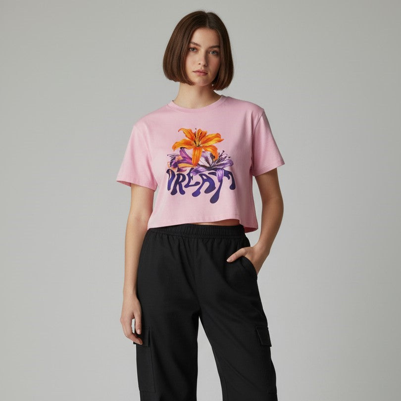 Dream Floral Graphic Crop Tee