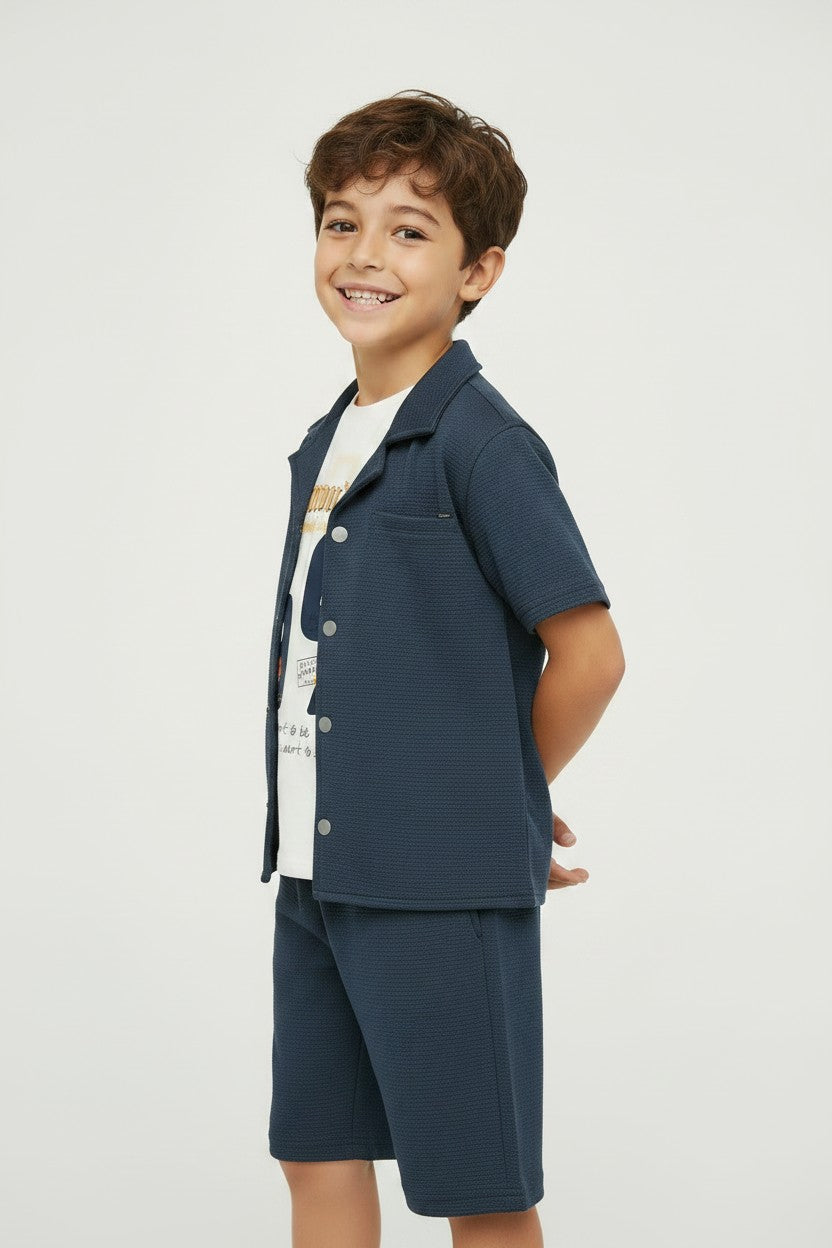Boys' Textured Waffle-Knit 3-Piece Co-ord Set