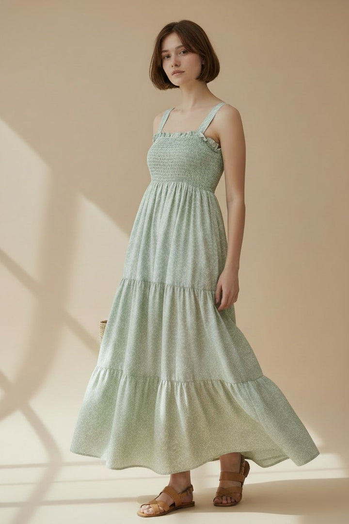 Floral Whispers Smocked Maxi Dress