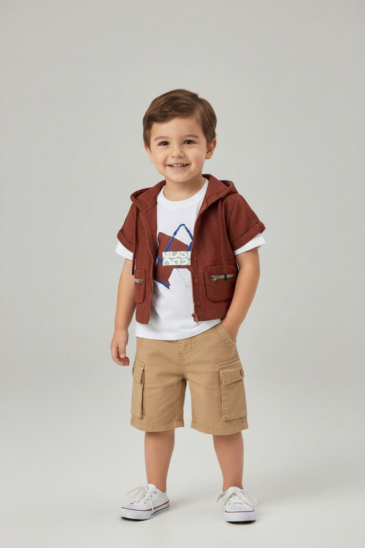 Kids Casual Streetwear Hooded Vest Shirt
