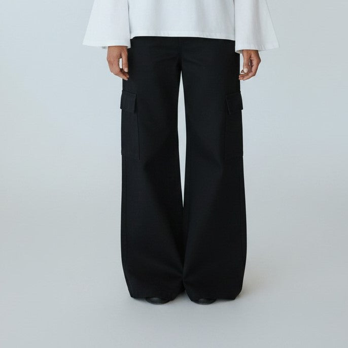 Drawstring Wide-Leg Utility Trousers