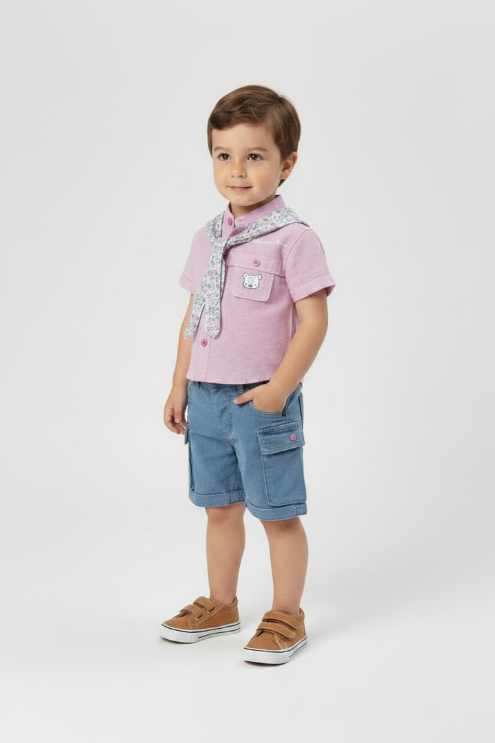 Toddler Playful Graphic Button-Up Shirt