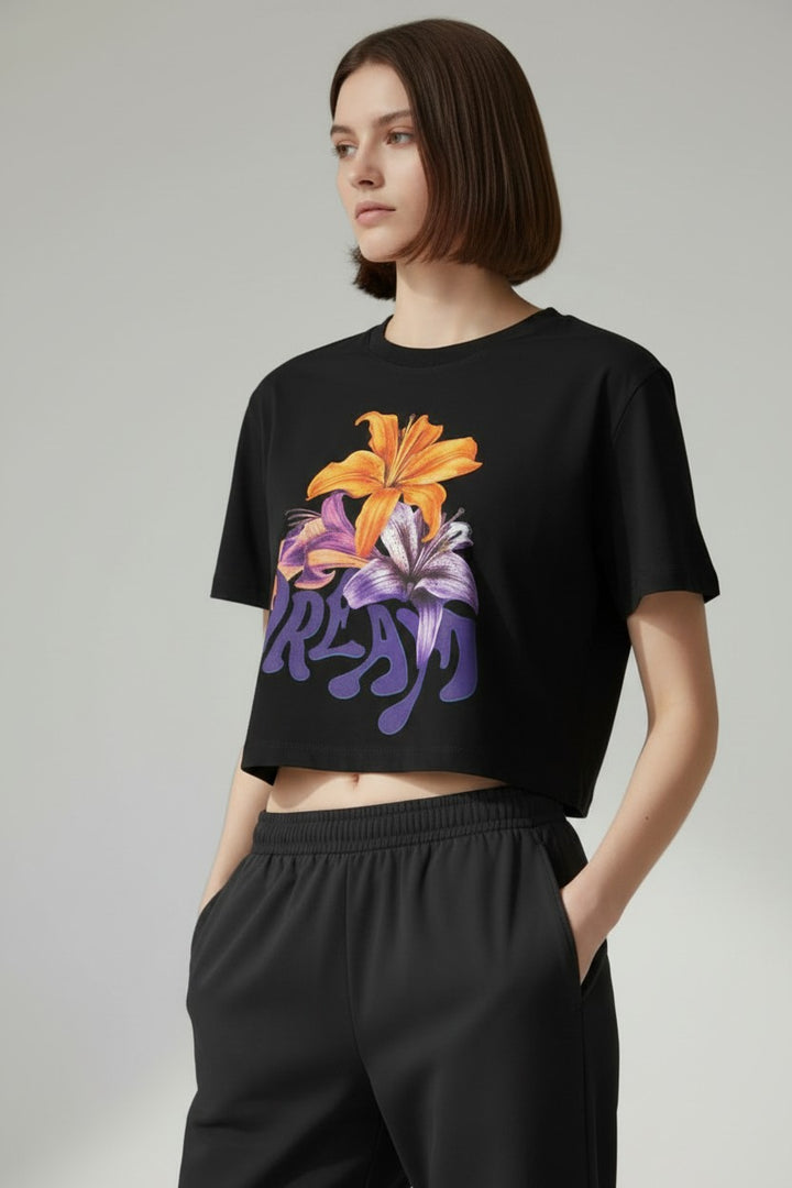 Dream Floral Graphic Crop Tee