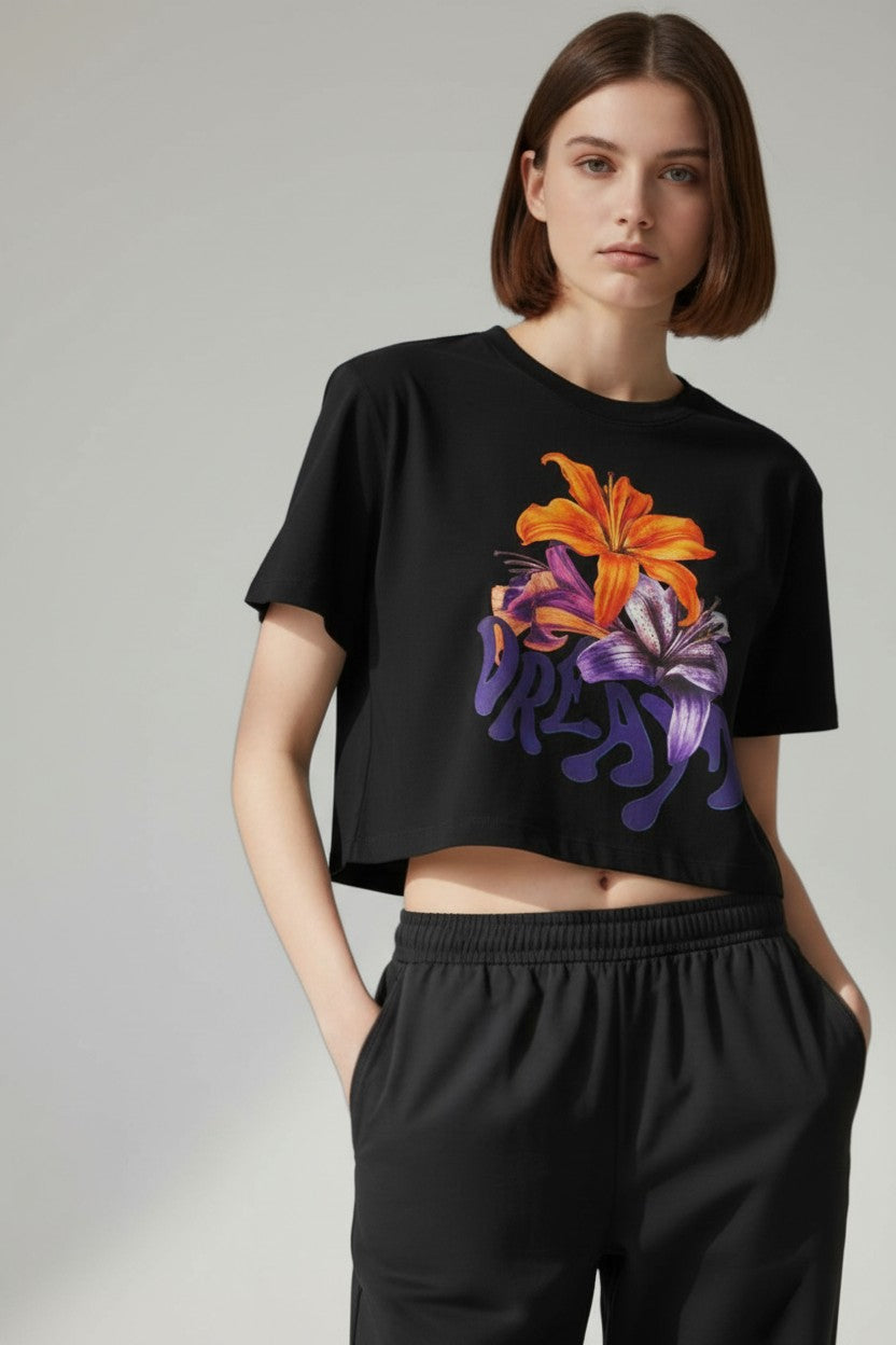 Dream Floral Graphic Crop Tee