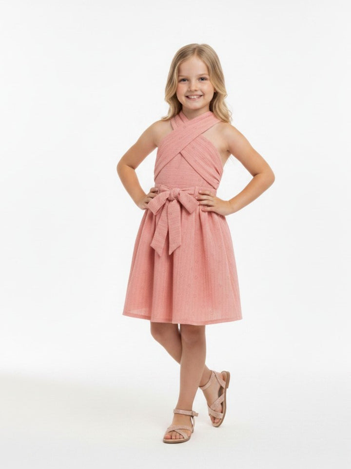 Summer Petal Cross-Neck Dress