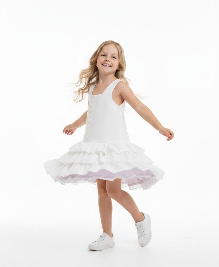 Sleeveless Drop-Waist Multi-Tiered Ruffled Dress
