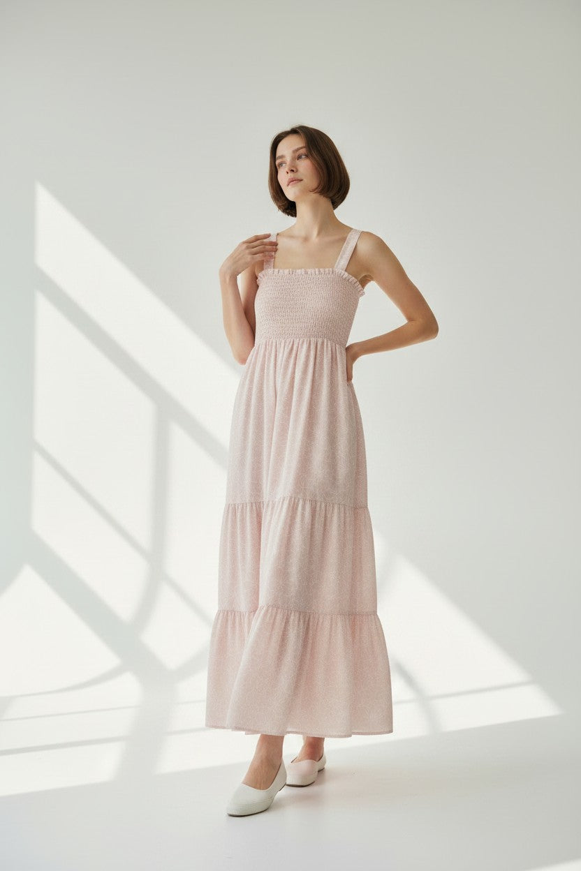 Floral Whispers Smocked Maxi Dress