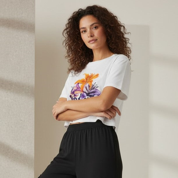 Dream Floral Graphic Crop Tee