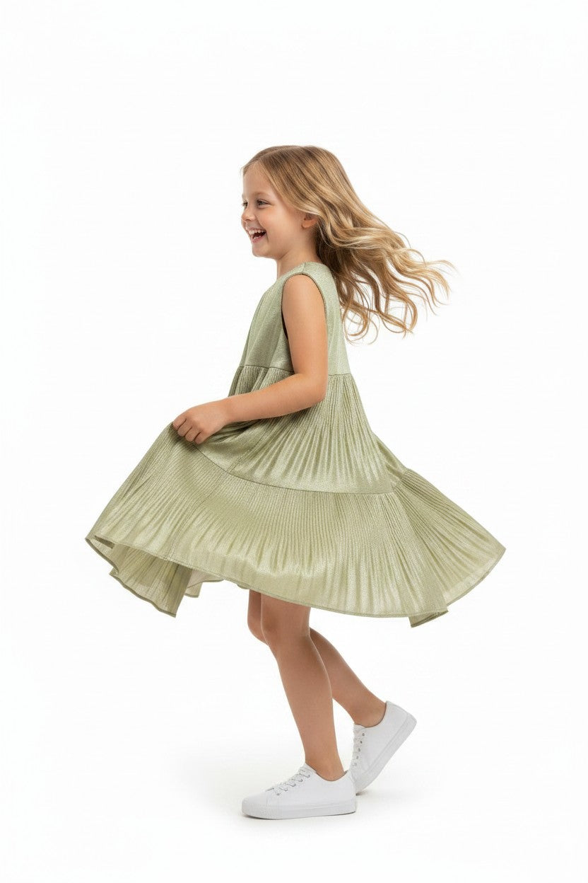 Summer Pleated Party Tiered Dress