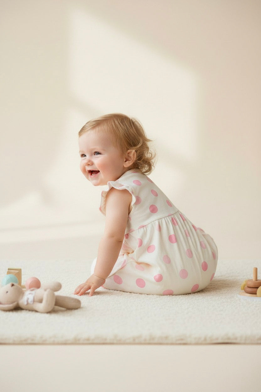 Flutter-Sleeve Polka Dot Romper