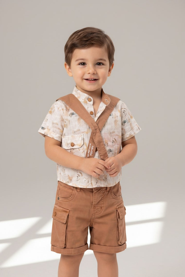 Toddler Boy Summer Safari Shirt & Cargo Shorts Set