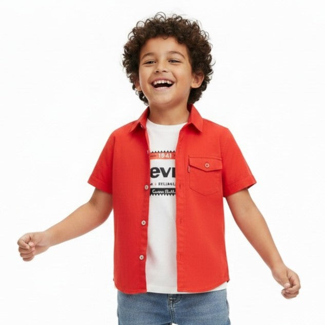 Boys' 2-Piece Crimson Shirt & Graphic Tee Combo