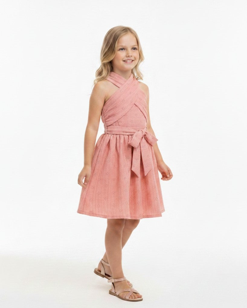 Summer Petal Cross-Neck Dress