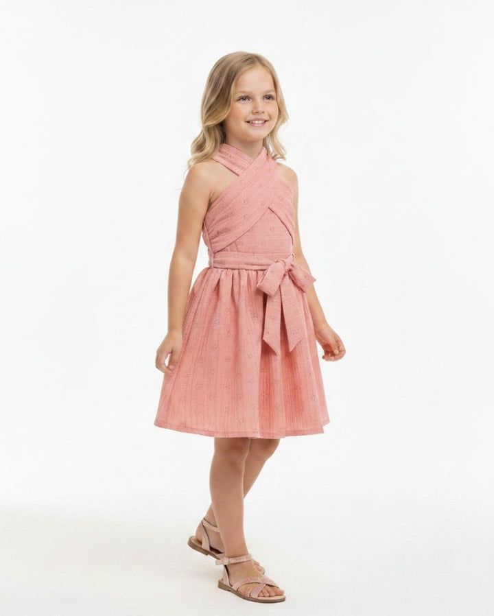 Summer Petal Cross-Neck Dress