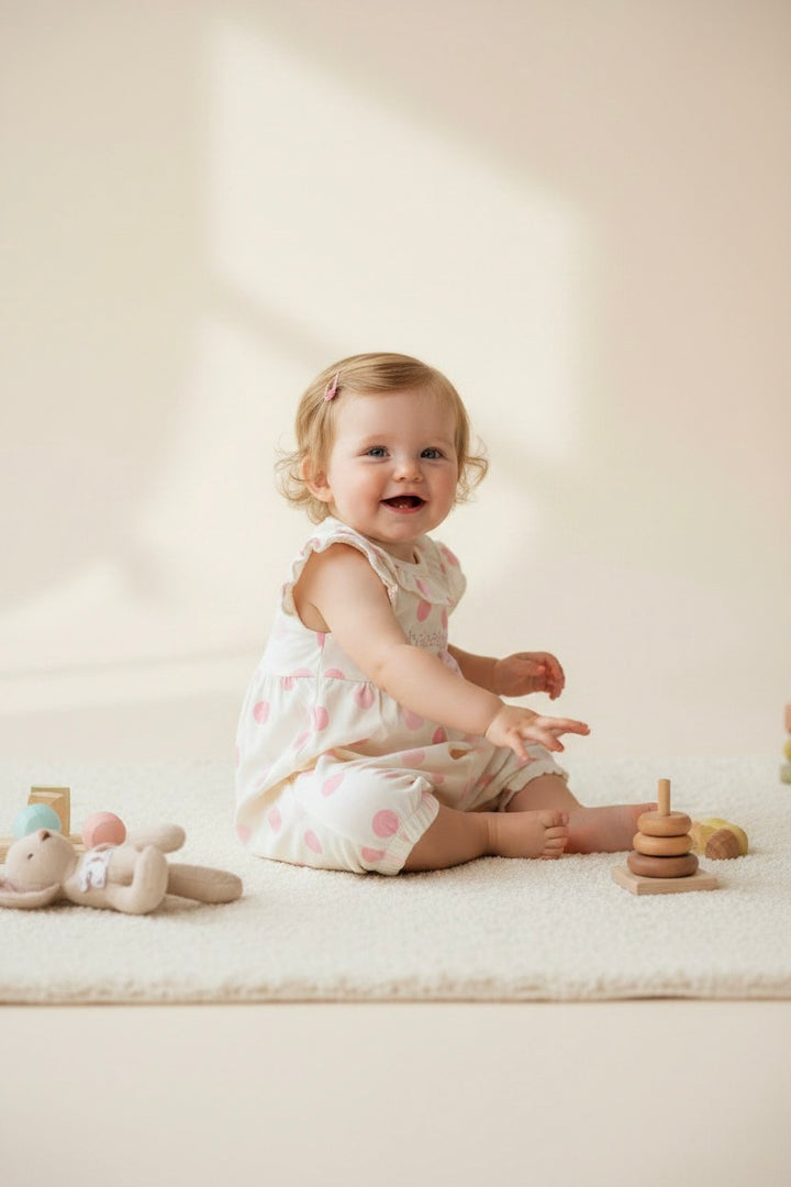 Flutter-Sleeve Polka Dot Romper