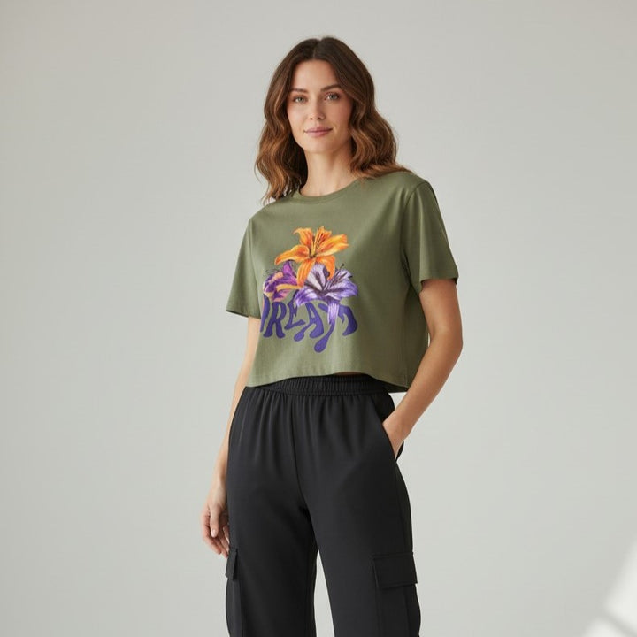 Dream Floral Graphic Crop Tee
