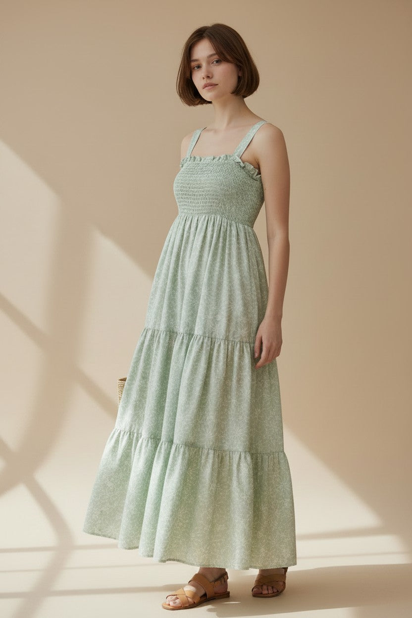Floral Whispers Smocked Maxi Dress