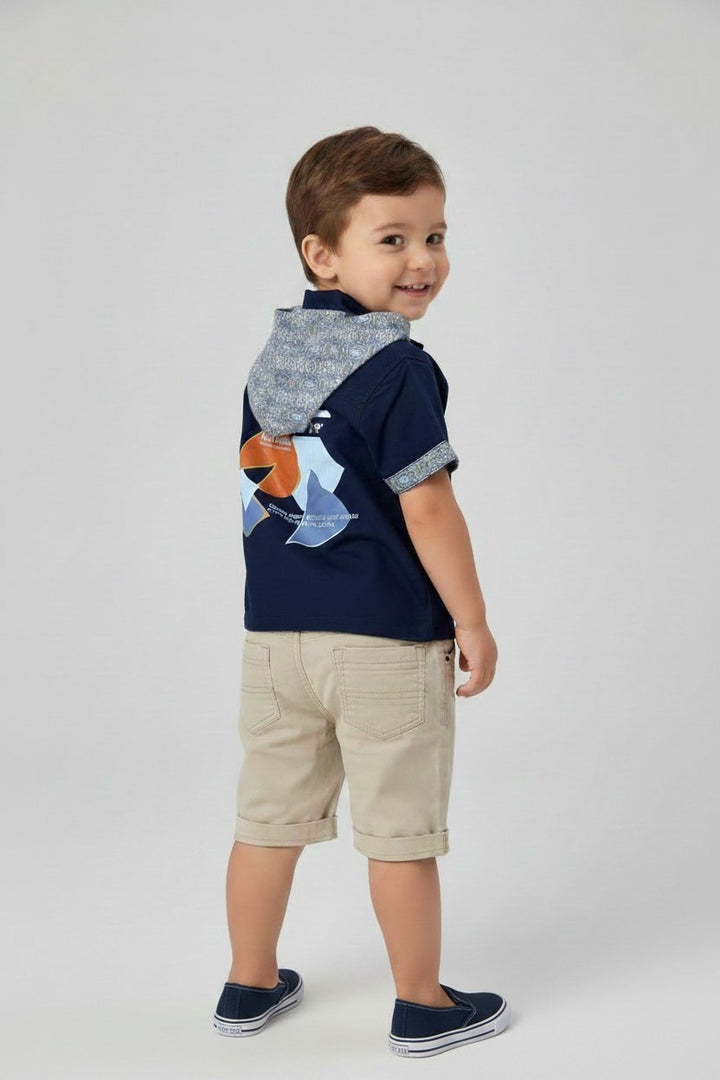 Boys Nautical Sailor Collar Short-Sleeve Shirt