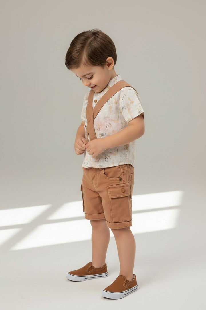 Toddler Boy Summer Safari Shirt & Cargo Shorts Set