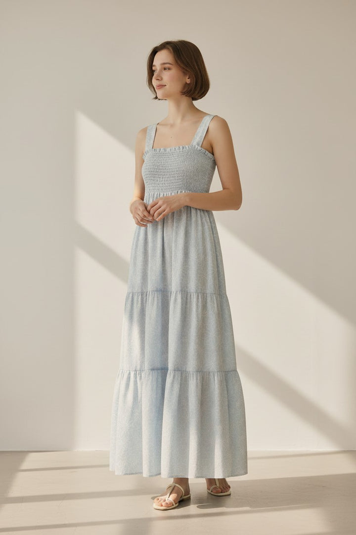 Floral Whispers Smocked Maxi Dress